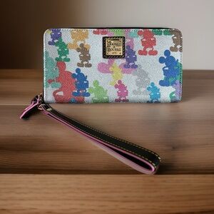 Dooney & Bourke Wonder Mickey Mouse 10th Anniversary Zip Wallet Wristlet Silver